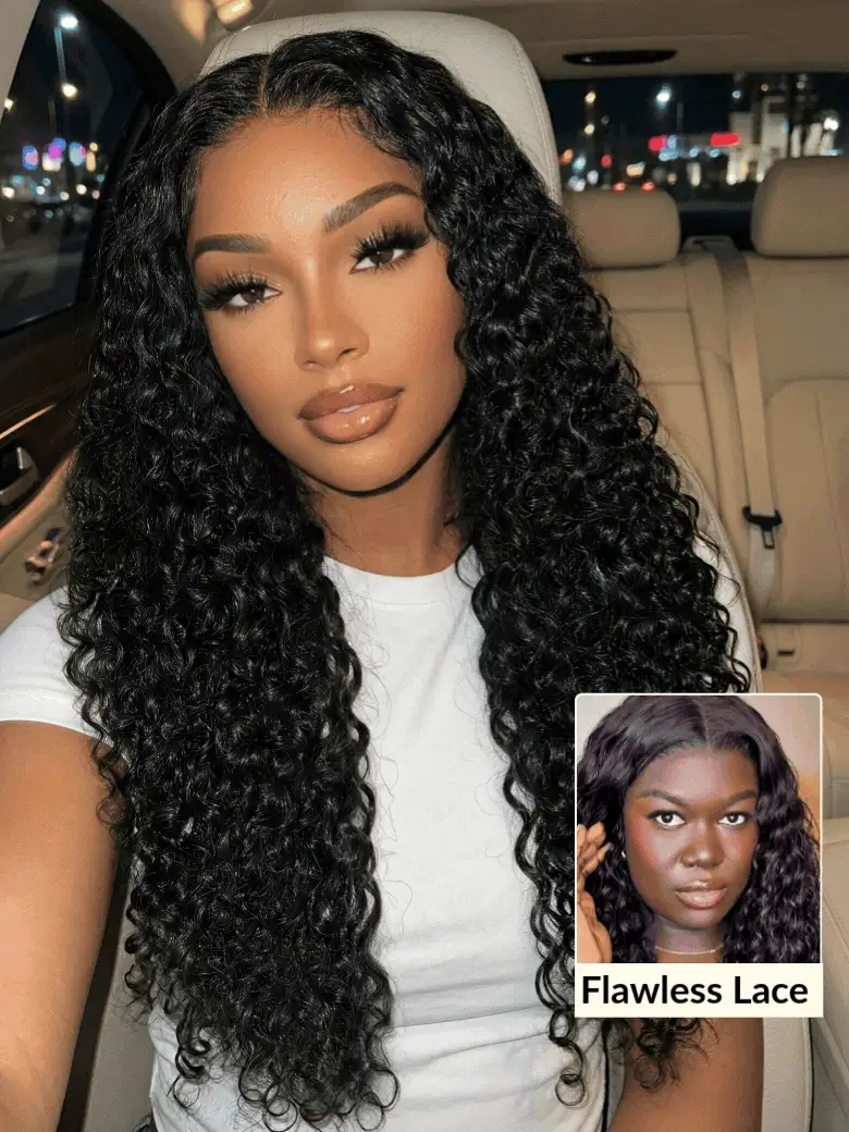 [20''=$139]Sunber 13x6 Pre Cut 180% Density Wet And Wavy Water Wave Natural Black Lace Frontal Wig With Invisi Drawstring Flash Sale