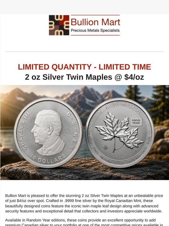 Unbeatable Offer - 2 oz Silver Twin Maples