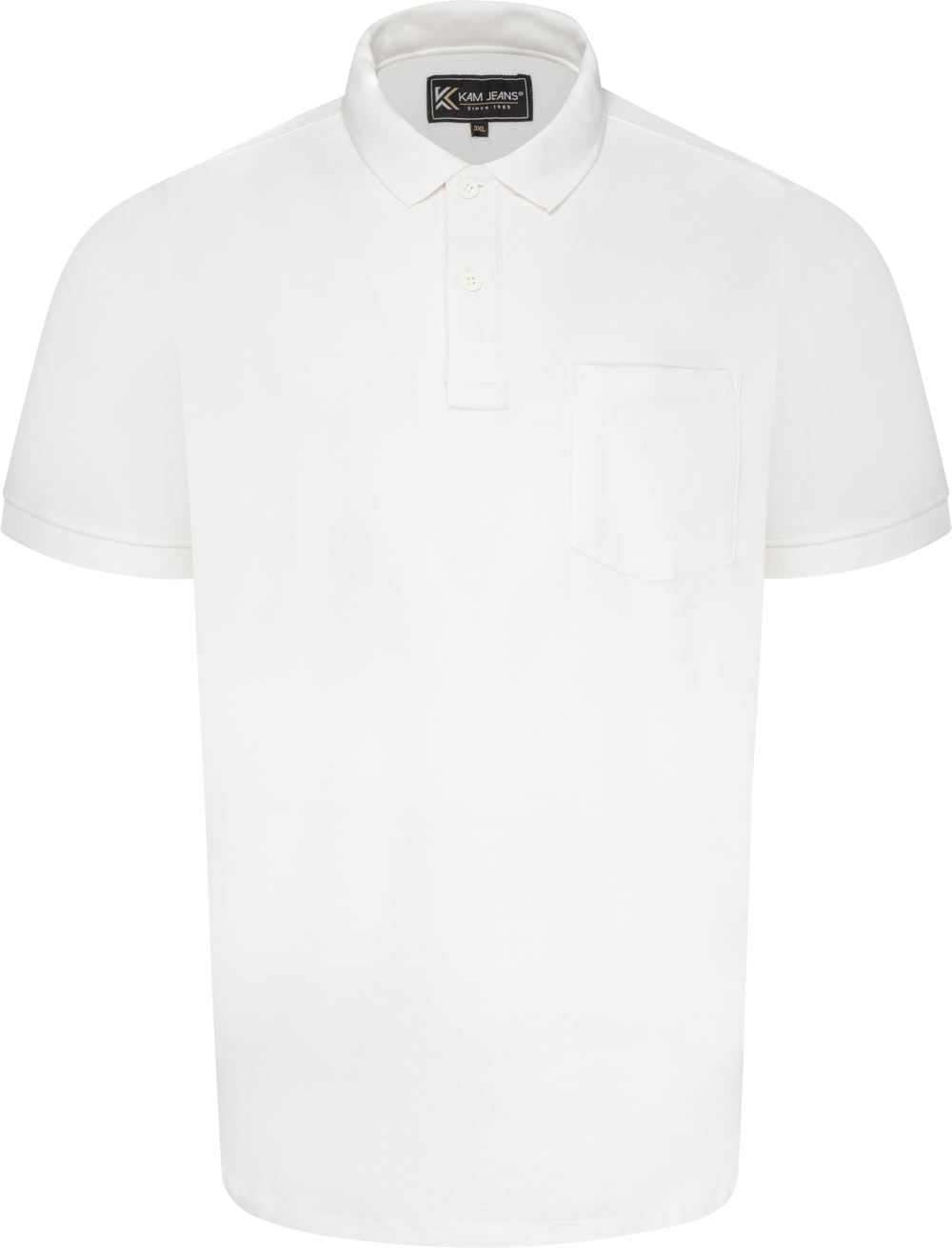 Image of Kam Short Sleeve Essential Polo Shirt With Pocket - White
