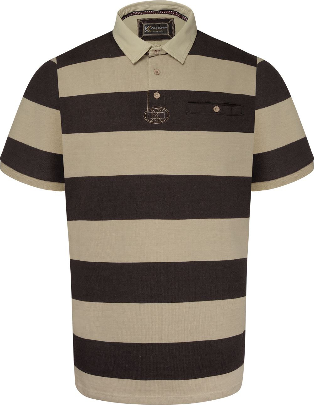 Image of Kam SS Striped Rugby Polo Shirt - Moonless Night