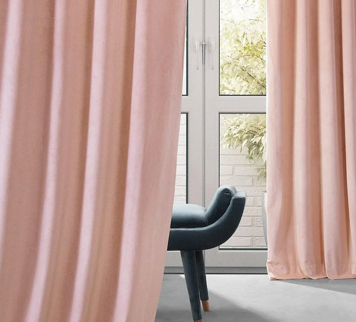 Apricot Blossom Signature Plush Velvet Hotel Blackout Curtain