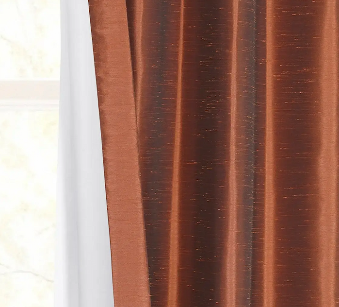 Copper Kettle Vintage Textured Faux Dupioni Silk Blackout Curtain