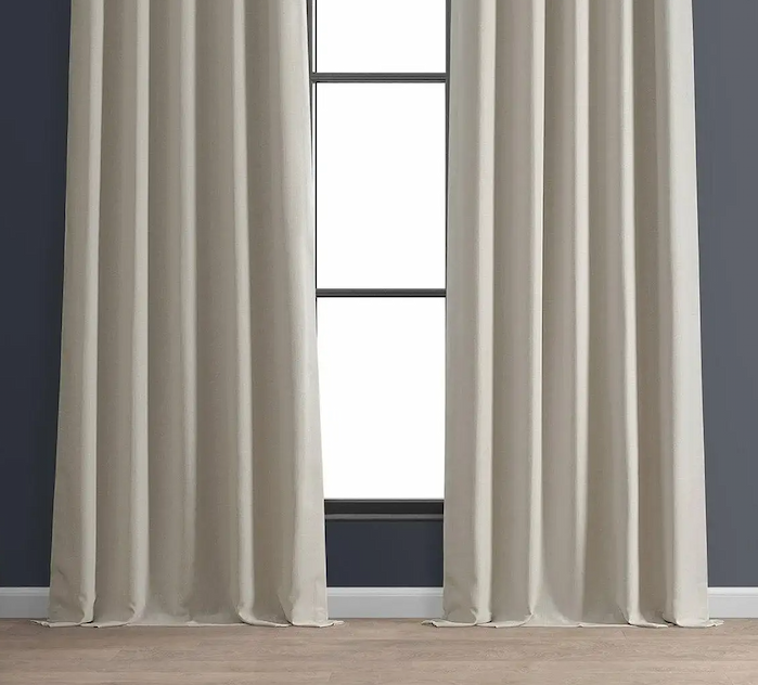 Caravan Beige Faux Linen Hotel Blackout Curtain