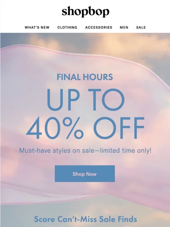 Final hours for SALE