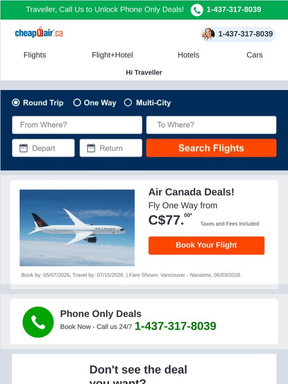 ✈ Air Canada Deals: Fly from C$77.00