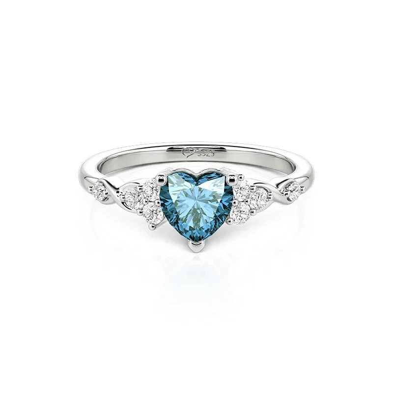  Custom Infinity Twist Heart Birthstone Ring