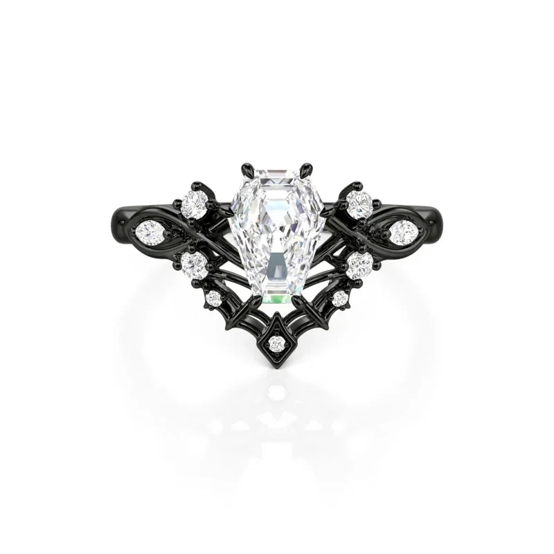 Gothic Black Infinity Spider Web Coffin Ring