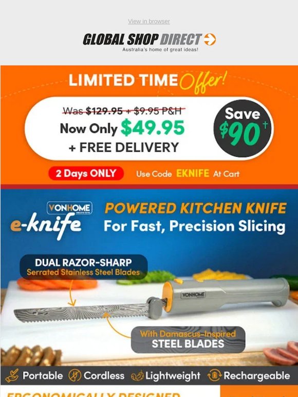 Save $90 On E-Knife - 2 Days Only!