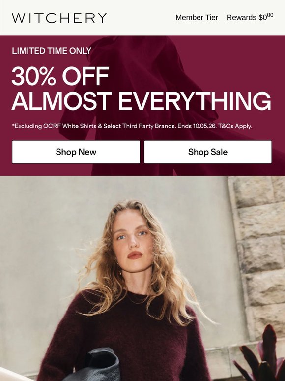 Don't Miss Out: 30% Off Almost Everything