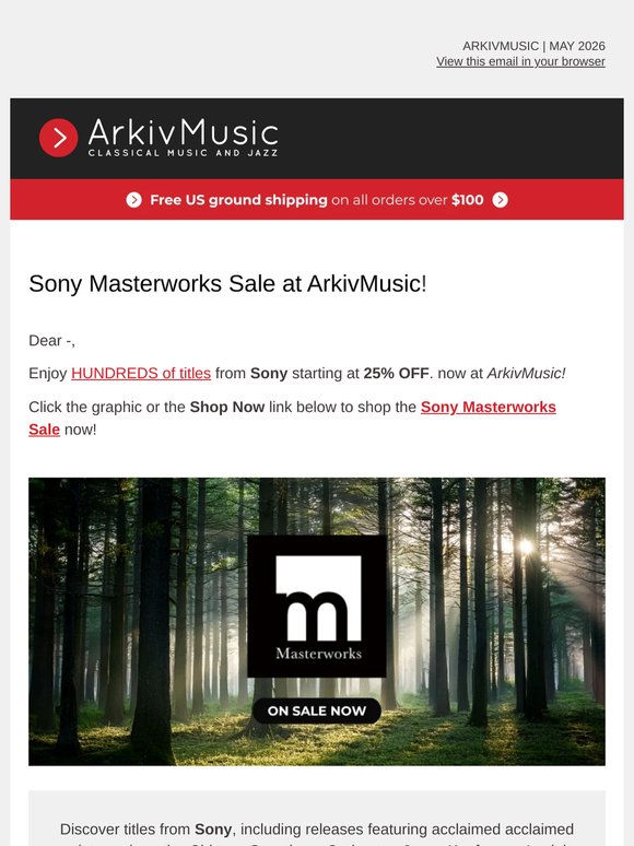 Sony Masterworks Sale at ArkivMusic