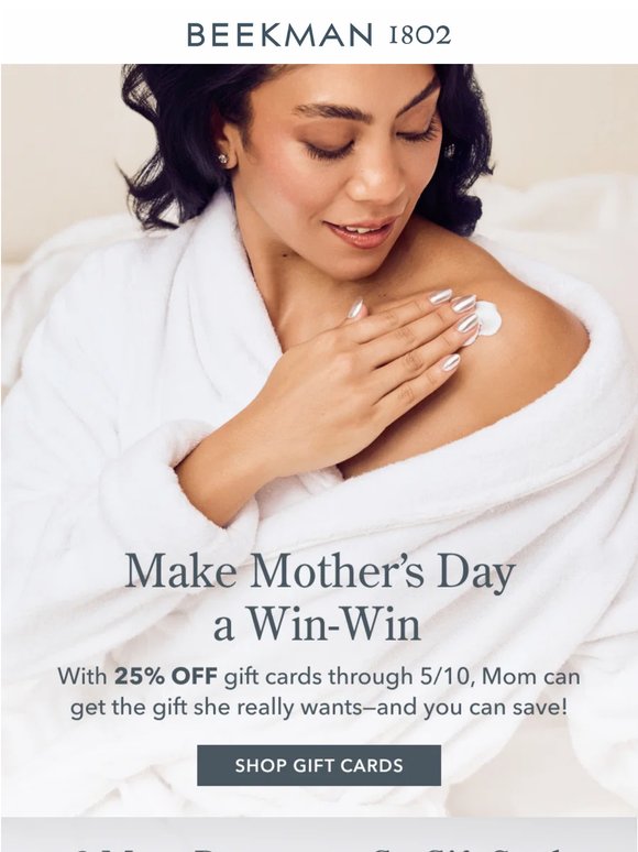 25% Off Gift Cards for Mother’s Day!