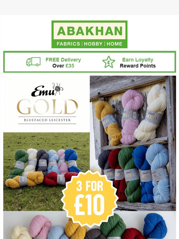 3 for £10 Offer - Emu Gold Bluefaced Leicester