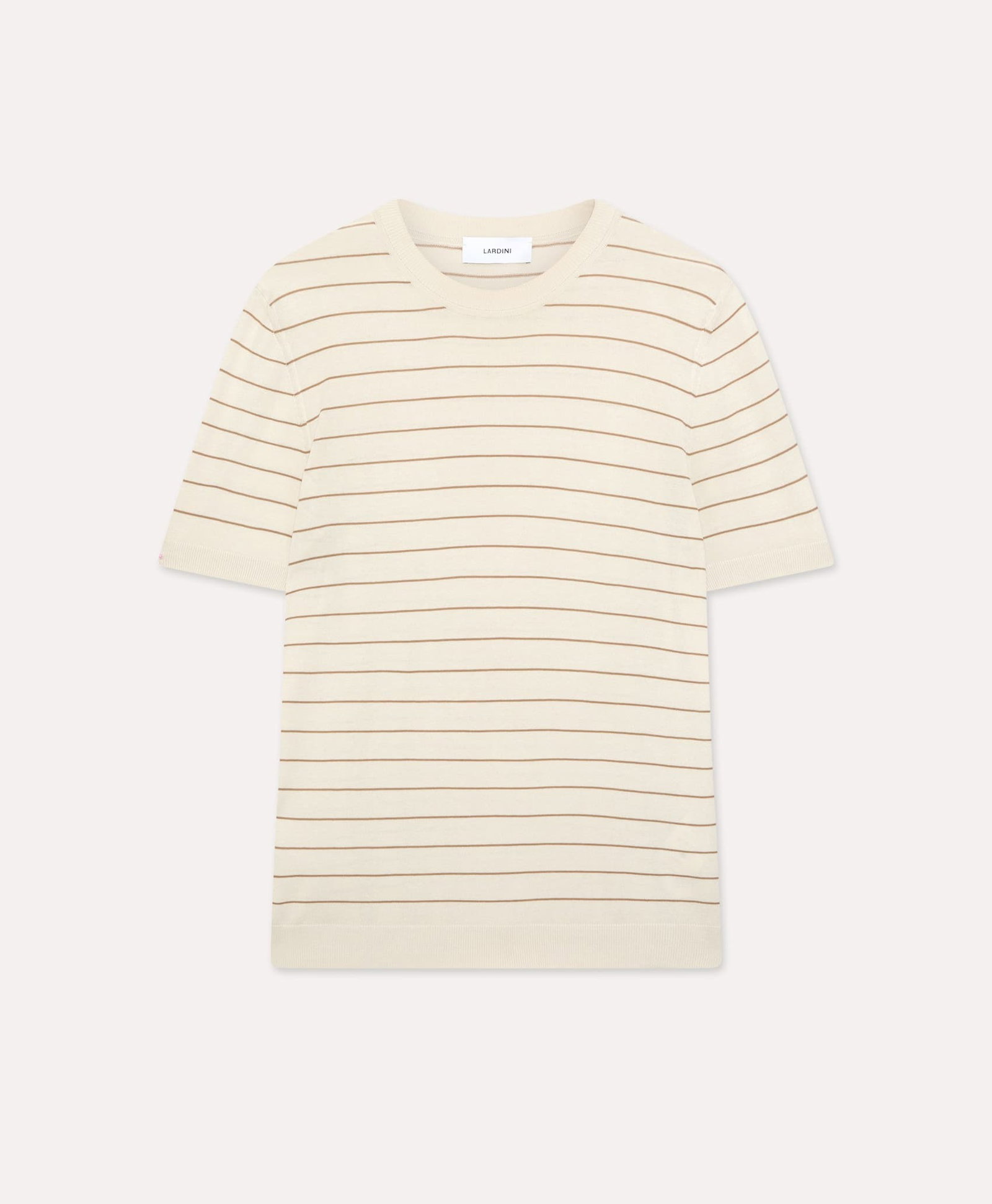 T-shirt in maglia a righe panna e marrone