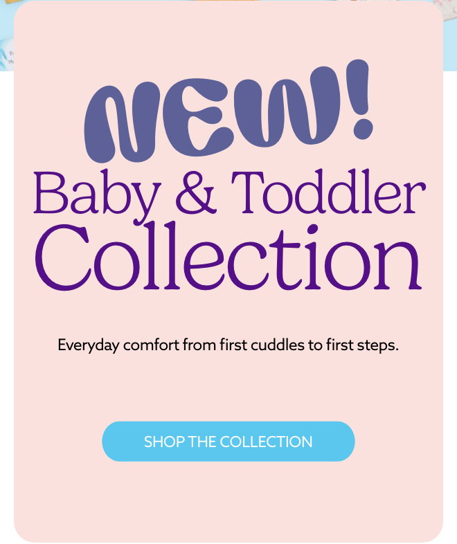 A pink text card. Shop the Baby & Toddler Collection.