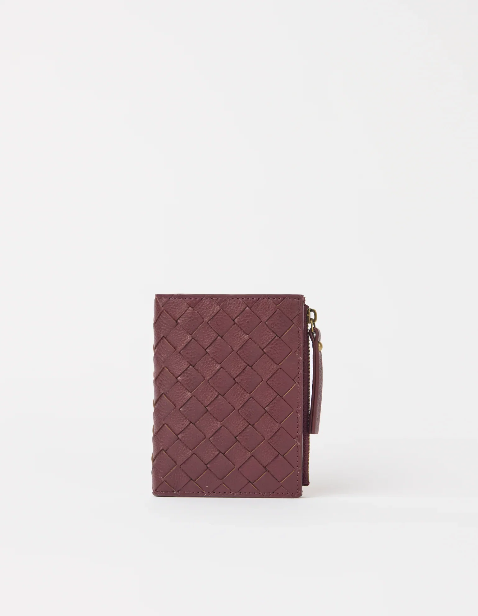 Image of Jamie Wallet Woven - Dark Cherry Woven Soft Grain Leather