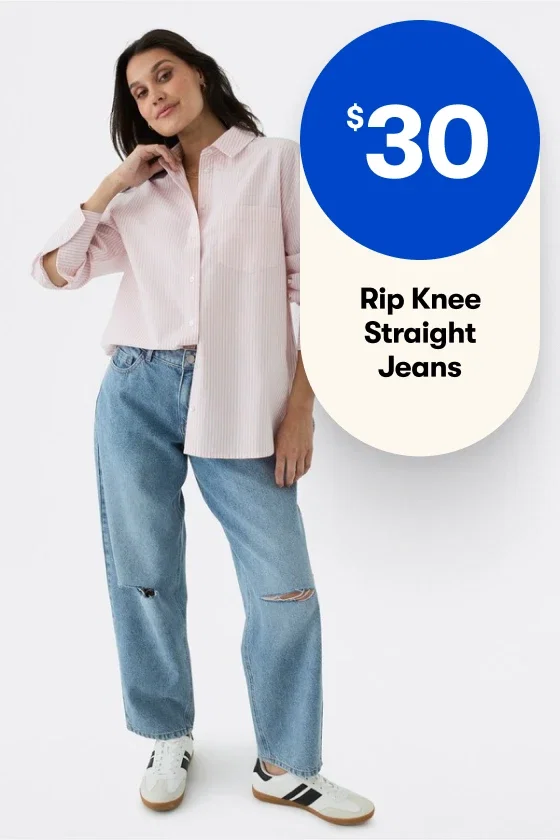 $30 Rip Knee Straight Jeans