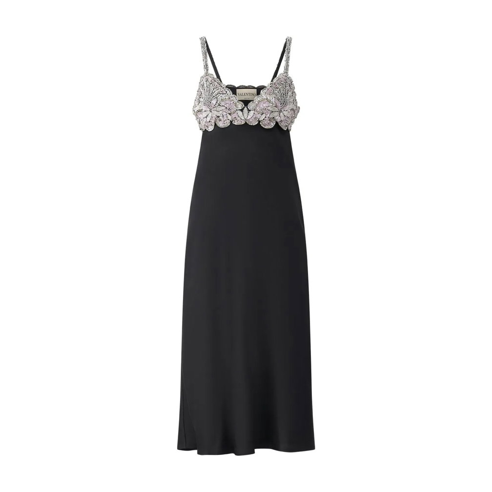Valentino Garavani Midikleid mit Glitzerdetails schwarz