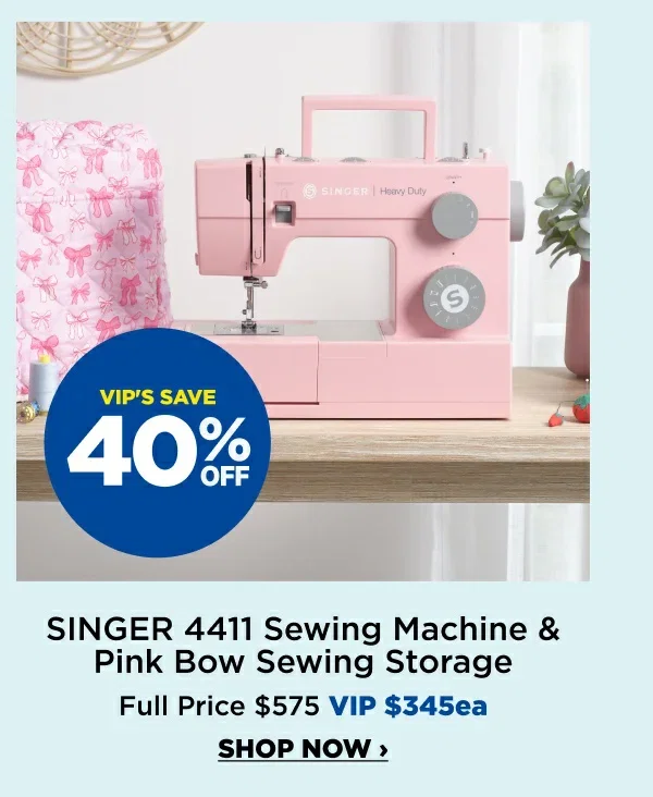 Singer 4411 sewing Machine & Pink Bow Sewing Storage