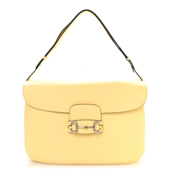 GUCCI Calfskin Large Aura Horsebit 1955 Shoulder Bag Butter