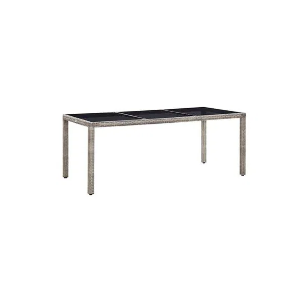 Garden Table Grey 190 X 90 X 75 Cm Poly Rattan