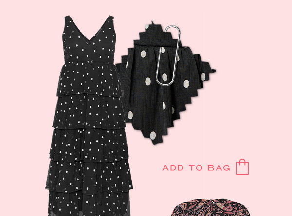 Black Polka Dot Chiffon Midi Dress