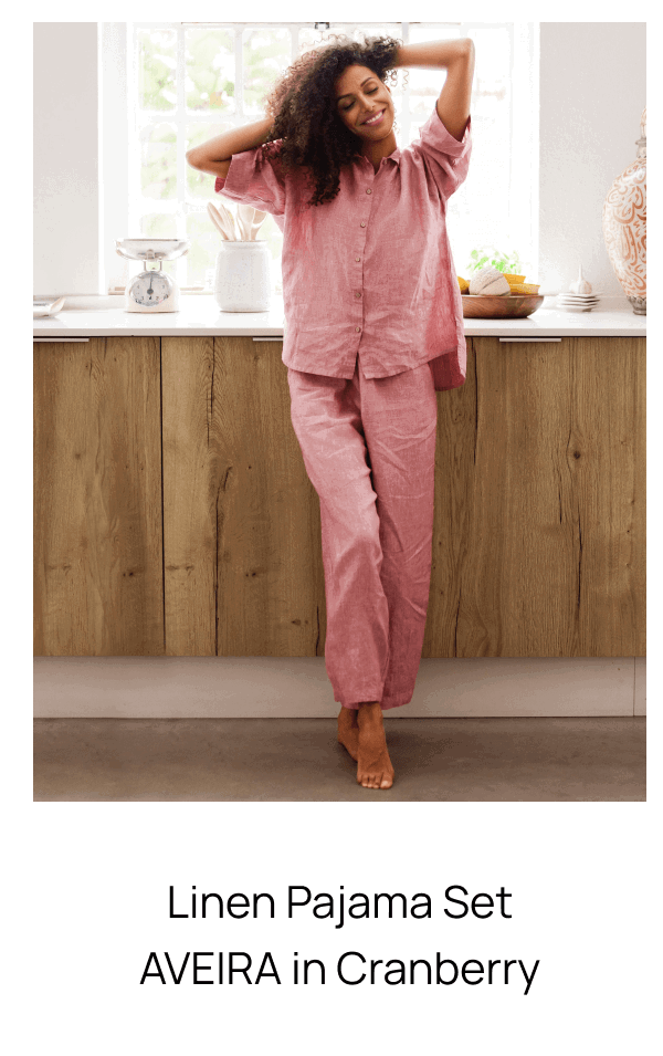 Linen Pajama Set AVEIRA in Cranberry 
