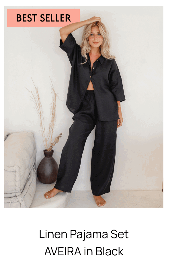 Linen Pajama Set AVEIRA in Black 