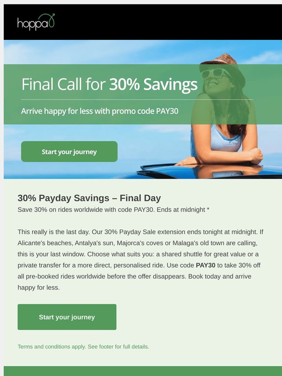 30% Payday Sale ends midnight