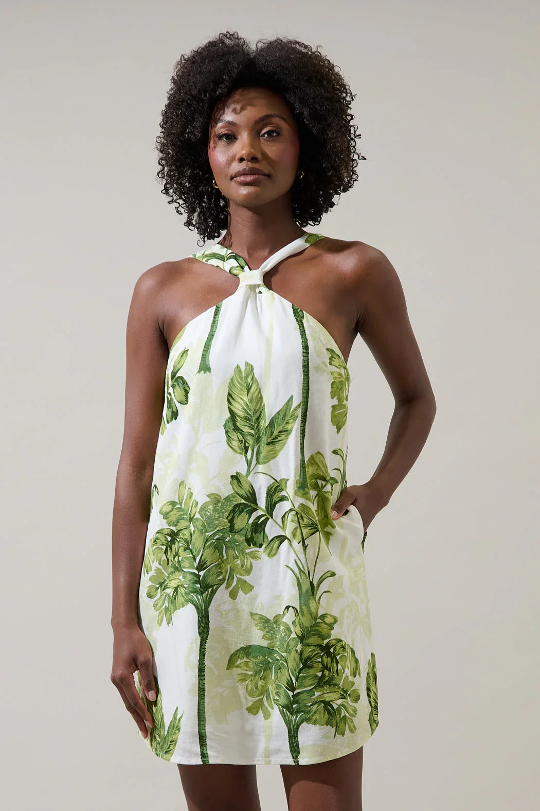 Image of Palmet Tropical Amory Halter Mini Dress