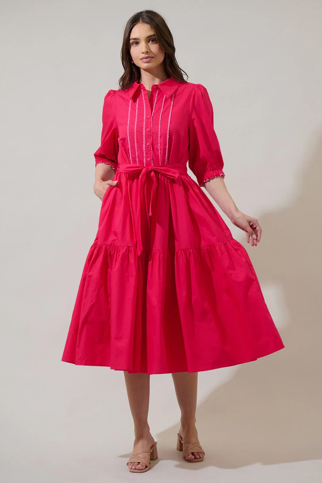Image of Karley Collared Button Down Midi Dress