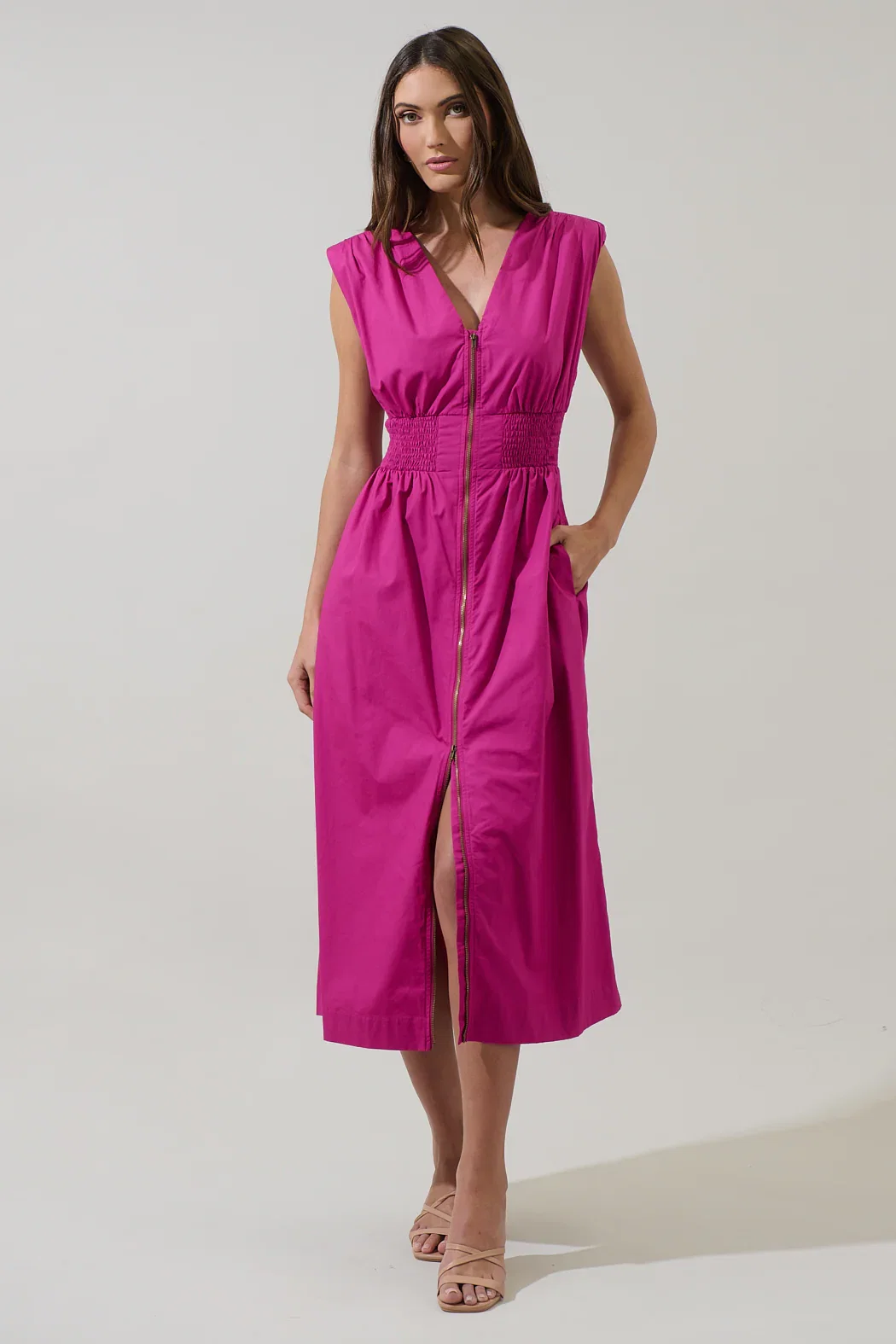 Image of Joslyn Two-way Zipper Midi Dress