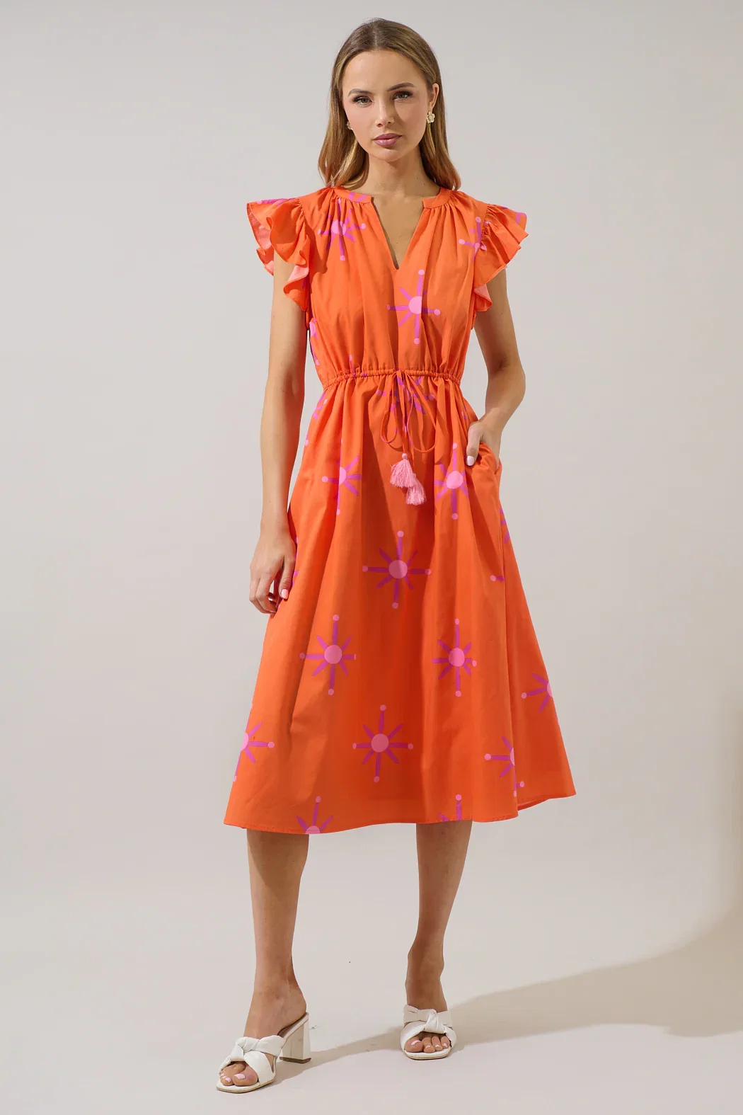 Image of Karani Starburst Tiarna Ruffle Midi Dress