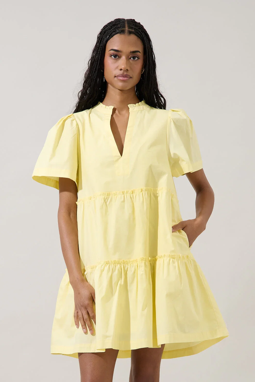 Image of Amelia Tiered Babydoll Short Sleeve Dress