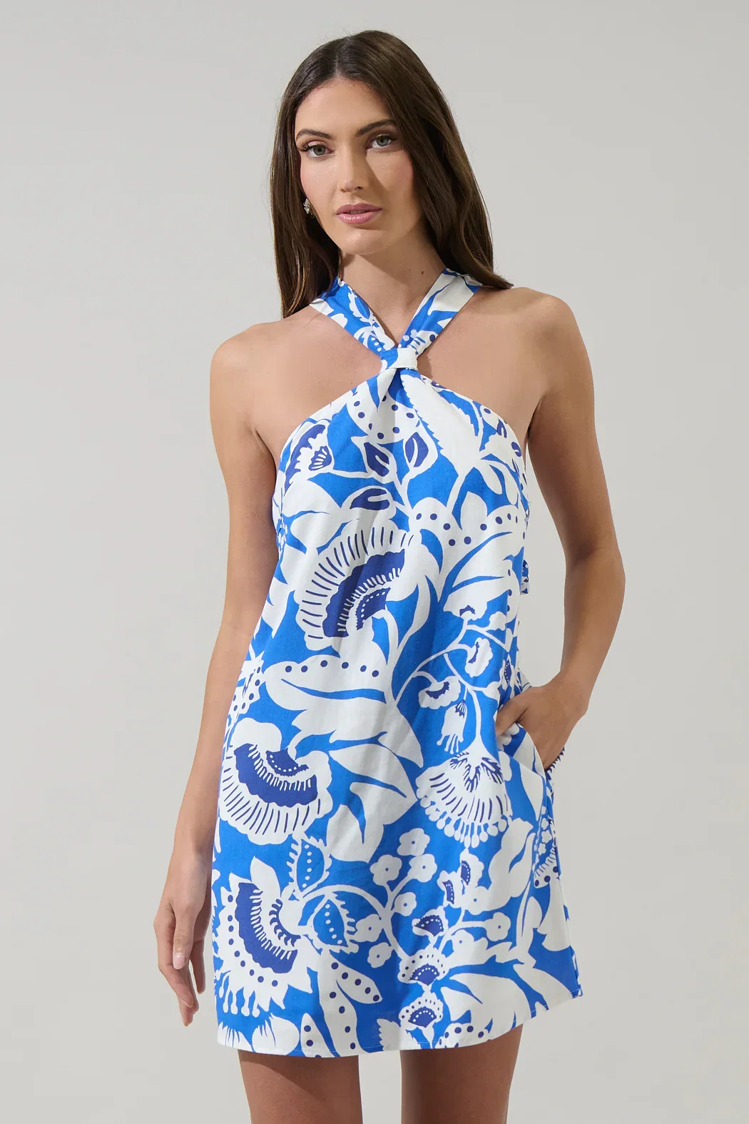 Image of Ronan Floral Amory Halter Mini Dress