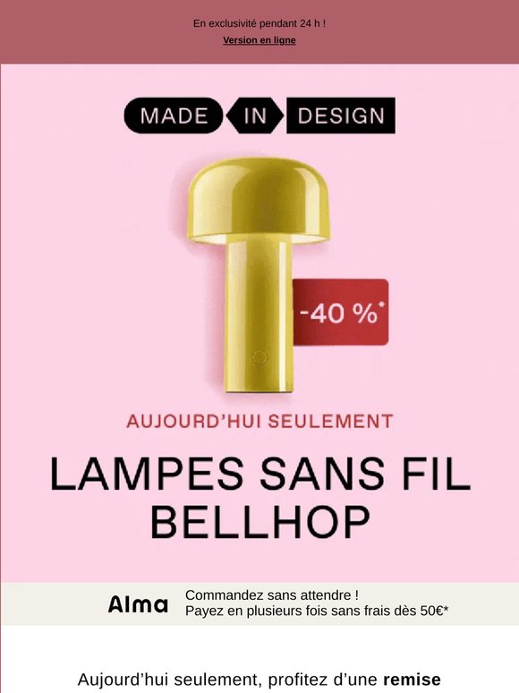 💡Lampes sans fil Bellhop à -40%*