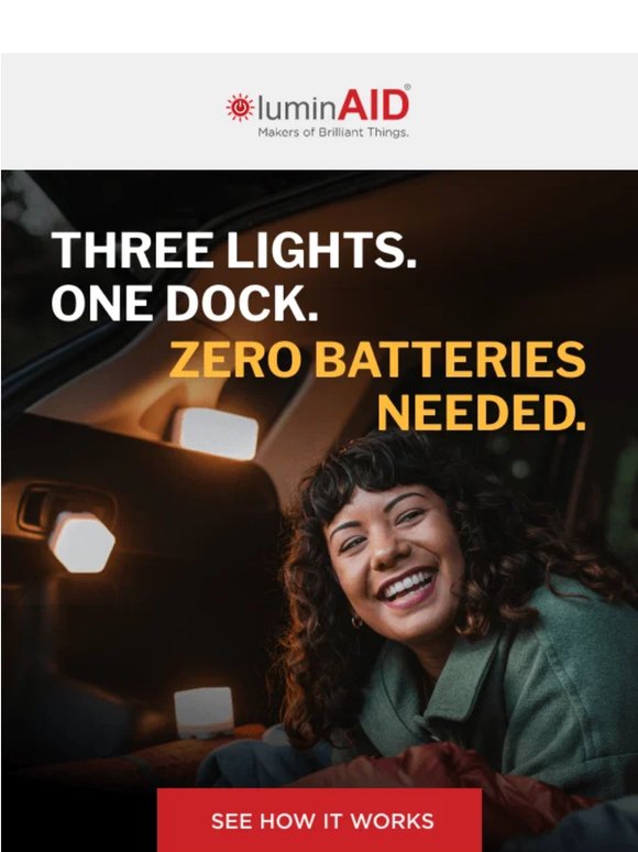 Three lights. One dock. Zero batteries