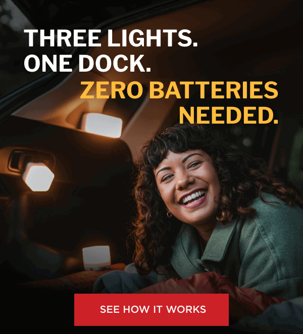 Three lights. One dock. Zero batteries needed. [  See How It Works ]