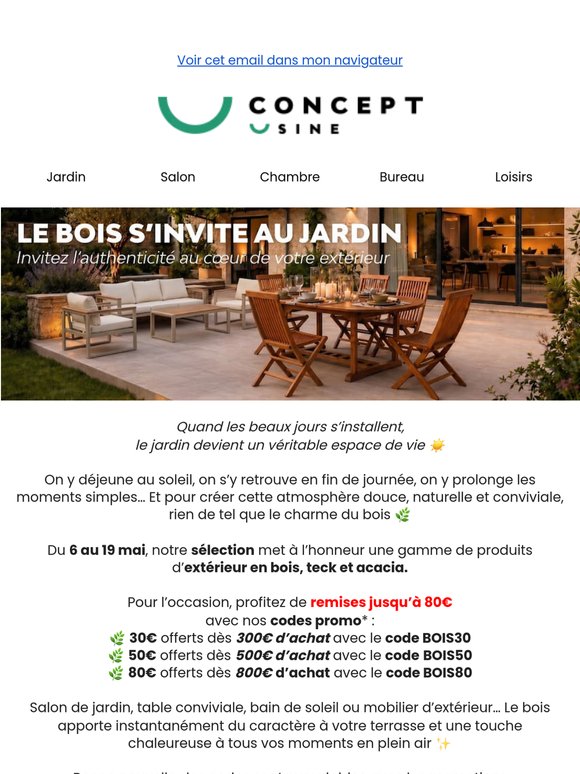 Jusqu’à 80€ offerts pour aménager votre jardin 🌿☀️