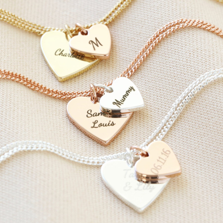 Image of Personalised Double Wide Heart Charm Bracelet
