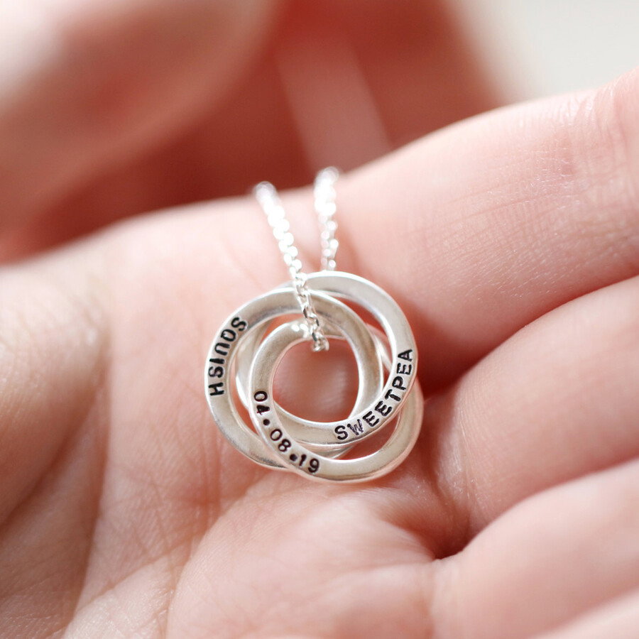 Image of Personalised Sterling Silver Russian Ring Necklace