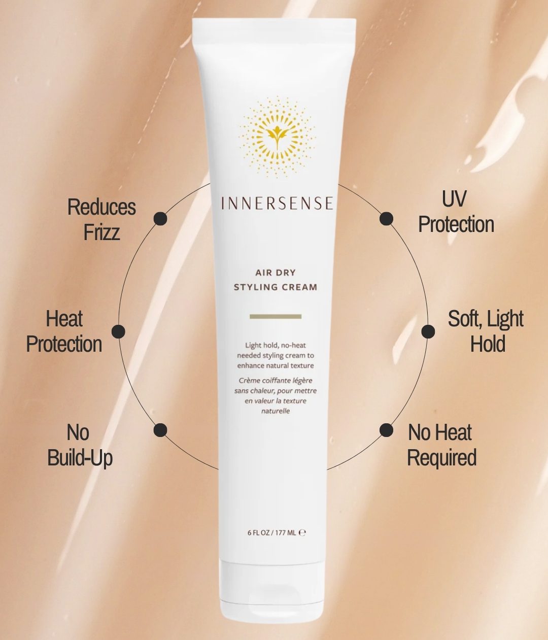 Reduces Frizz, Offers Heat and UV Protection, No Build-Up, Soft Hold, No Heat Required.