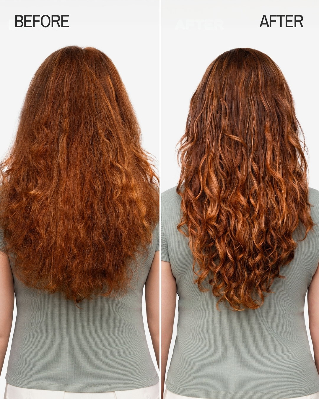 Before and after on the styling cream