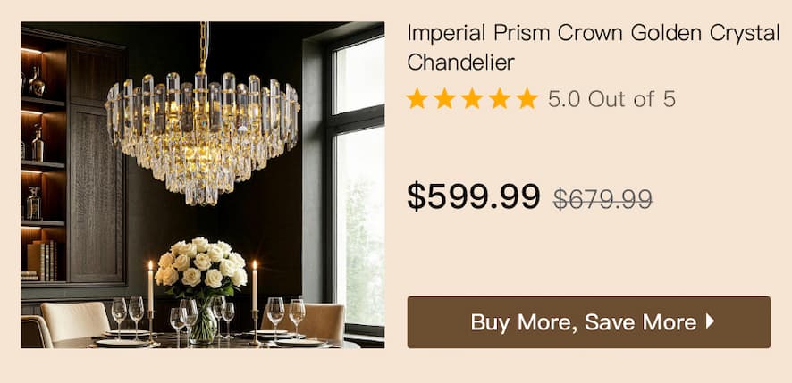 Imperial Prism Crown Golden Crystal Chandelier