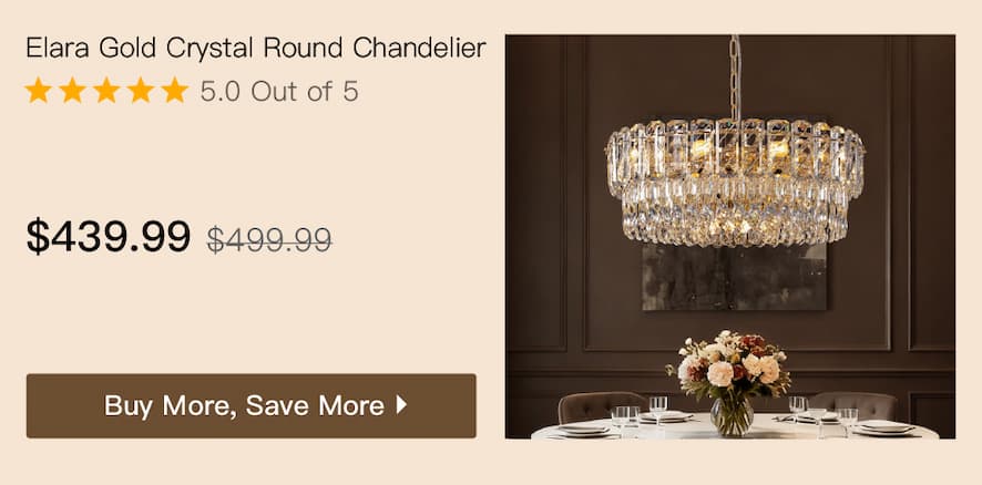 Elara Gold Crystal Round Chandelier