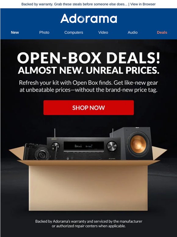 Open-Box Alert: Premium gear, fraction of the price. 🚨