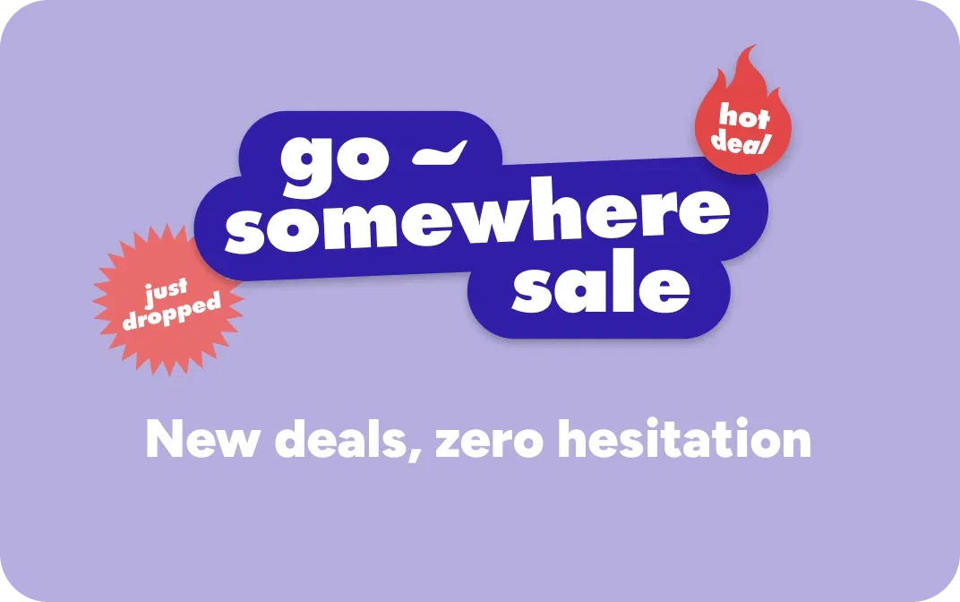 Go somewhere sale on a lilac background