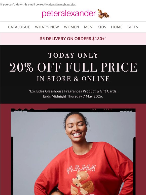 Today only! 20% Off Full Price, don't sleep on it!