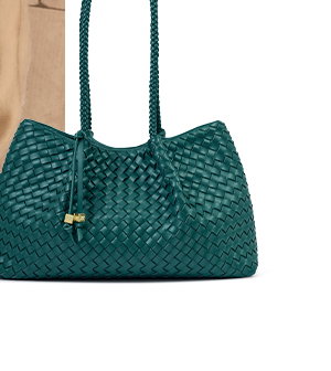 Nova Hand Woven Small Shoulder Tote in Palm Green