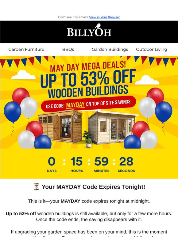 🔥 Your MAYDAY Code Expires Tonight!