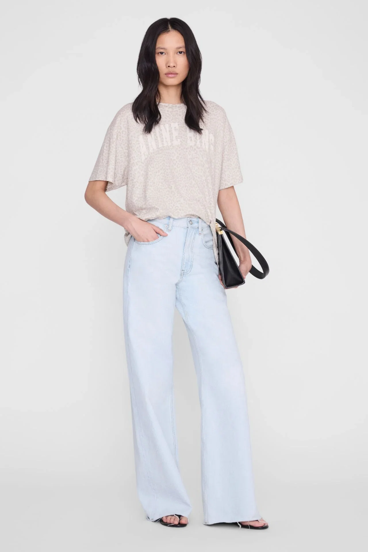 Image of Anine Bing Cade Tee Washed White Leopard